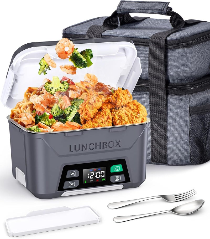 Docusvect Rechargeable Heated Lunch Box for Men, 1.3L Cordless Electric Lunch Box for Adults with Smart Scheduled Heating, Portable Food Warmer with Complete Accessories - Image 1